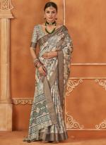 Silk Light Blue Festival Wear Digital Print Saree